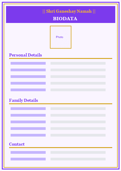 Royal marriage biodata template preview