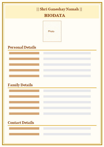 Traditional marriage biodata template preview